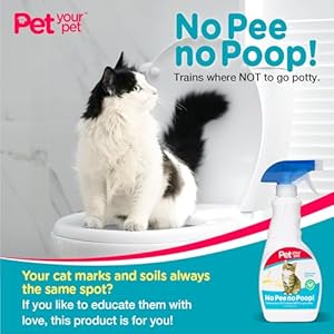 No Pee No Poop Cat Potty Training Spray, 16 Fl Oz – Non-Toxic Cat Spray Deterrent for Urine/Marking/Pooping – Natural Cat Pee Deterrent Spray – Indoor/Outdoor Keep Off Cat Spray