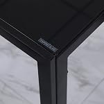 HOMCOM Rectangular Dining Table for 4 People, Modern Kitchen Table with Tabletop Tempered Glass and Metal Legs for Dining Room, Living Room, Black