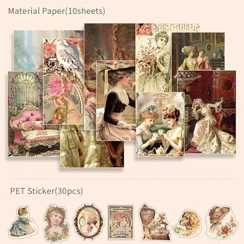 Image of The AutoStory Beverage Scrapbooking Kit A6 Junk Journal Vintage Drink Stickers Decorative Diary Pages Washi Tape DIY Craft Art Stationery Box Writing Gift Women Teens (Leisure Tea Time, Brown)