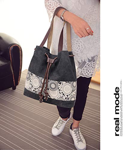 Bolso tote de lona con estampado para mujer miniatura 2