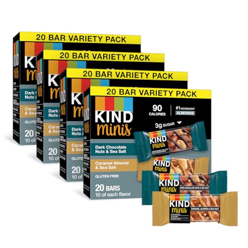 KIND Bar Mini's, Dark Chocolate Nuts/Caramel Almond & Sea Salt, Gluten Free, Low Sugar, 10 Count (Pack of 8)