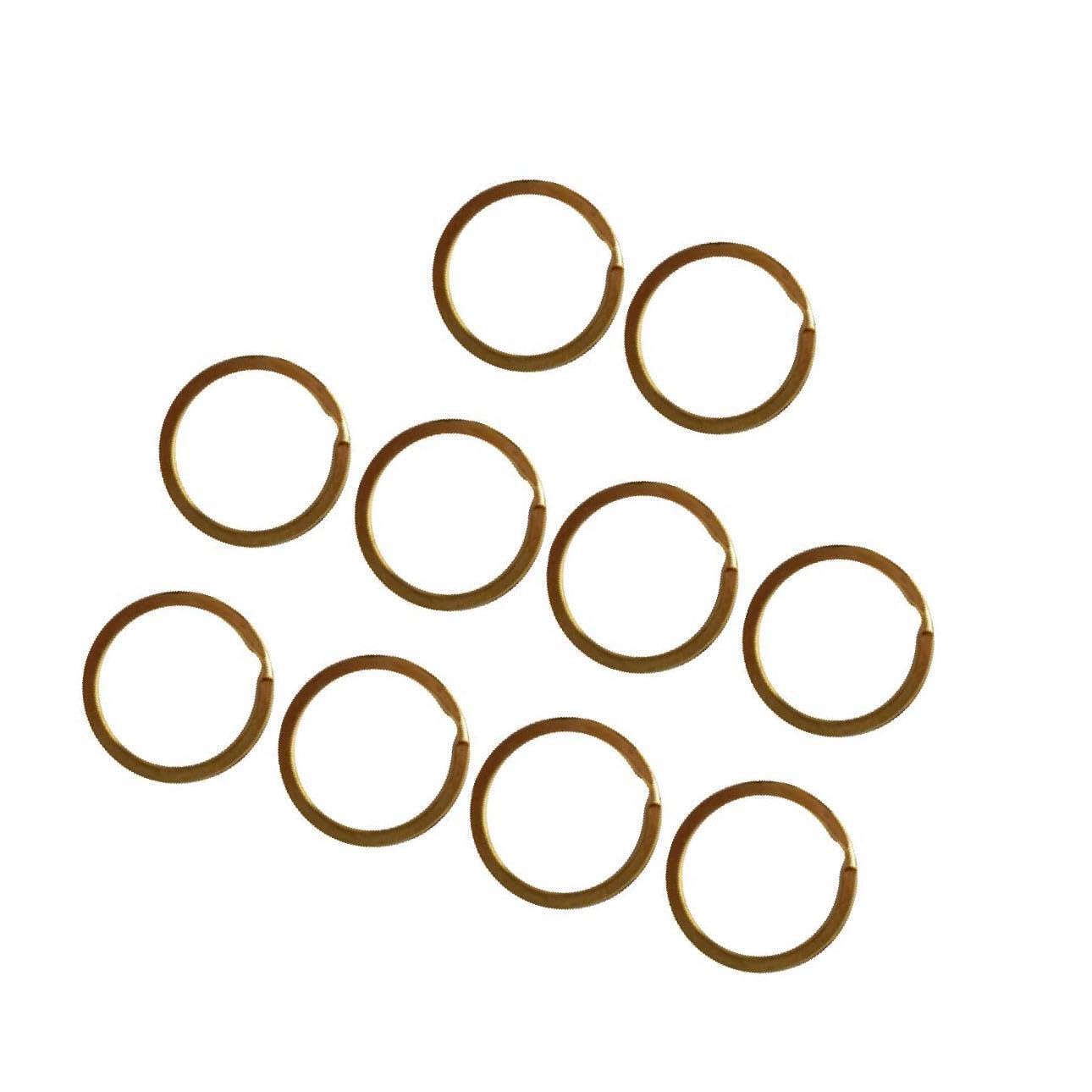 Pack of 10 Brass Flat Round Split Key Chain Rings Key Holder Craft Stylish and Practical Metal Keychain, Gold, 32mm 10 pcs