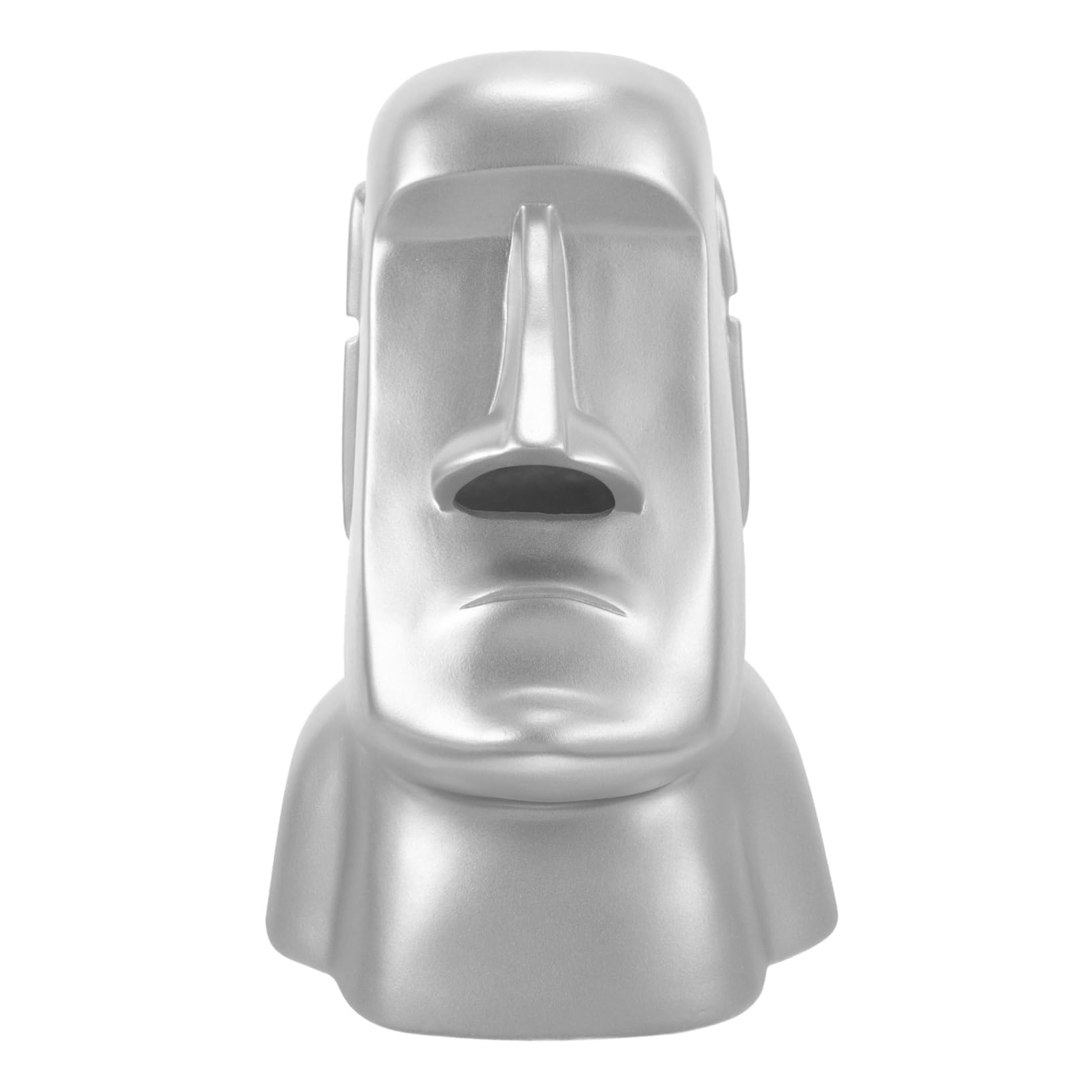 Mobestech Supporto per Cuffie da Tavolo Moai in Resina Argentata | Scultura da Scrivania, per Casa e Ufficio, Tiene anche Piccoli Oggetti e Occhiali