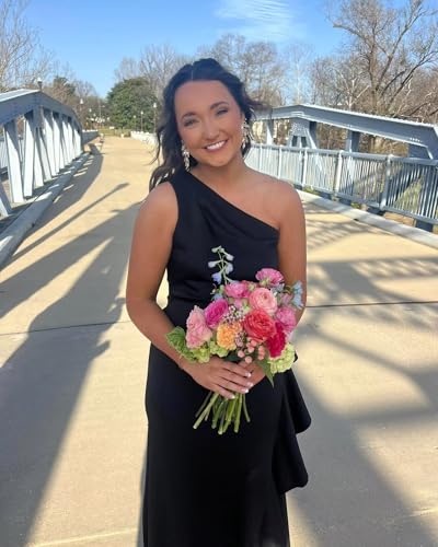 Ouyisha One Shoulder Satin Mother of Bride Dress 2025 Long Sleeveless Classy Formal Evening Party Gowns with Ruffle4