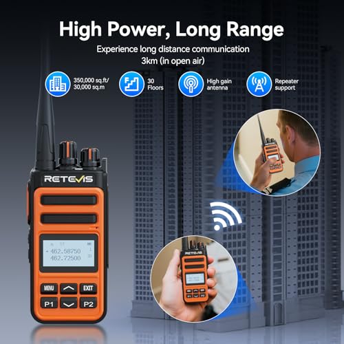 Image of Retevis C6B GMRS Long Range Walkie Talkie with Earpiece,Fast-Charging,4Pack