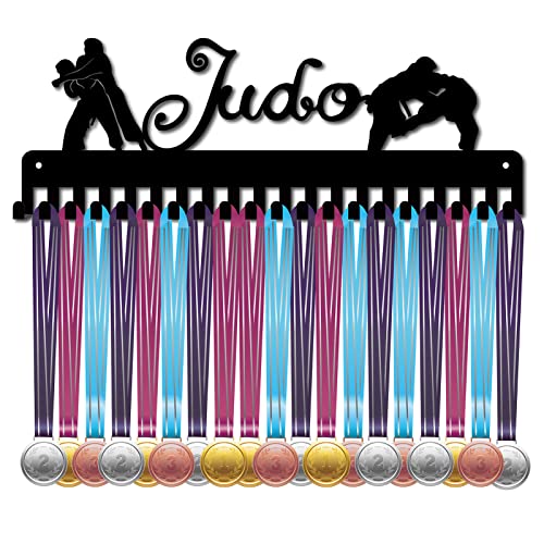 CREATCABIN Judo Medaillenhalter Sport Display Kleiderbügel Auszeichnungen Metall Wandmontage Edelstahl Für Schwimmer Läufer Sportler Spieler Gymnastik Geschenk Über 60 Medaillen Schwarz