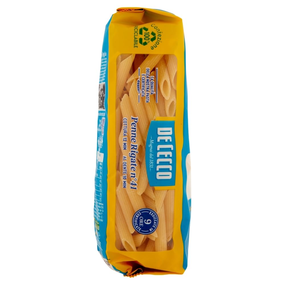 De Cecco Pasta Penne Rigate nº 41, 100% pasta italiana, paquete de 500 g + llavero Beni Culinari gratuito (36 unidades)