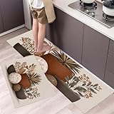 Alfombrillas antideslizantes y seguras: La base con puntos antideslizantes proporciona un buen agarre sobre diferentes tipos de suelo, ayudando a reducir el riesgo de resbalones y caídas. Los tapetes de cocina pueden proteger el piso del aceite, la humedad, las salsas o las partículas de comida.Para mayor estabilidad, cada paquete incluye adhesivos antideslizantes, que permiten fijar las alfombrillas según sea necesario.Nota: no colocar sobre suelos mojados