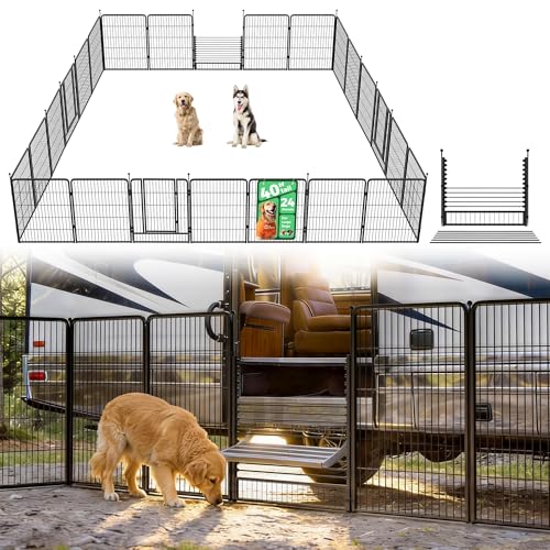 Image of FXW Instant Dog Playpen with RV Step Grid for RV Camping, 40 inch H, 24 Panels