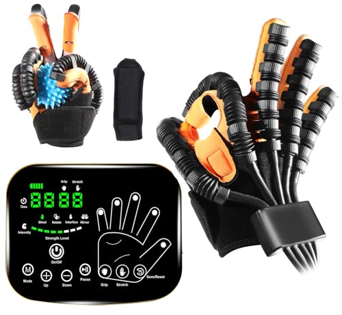 Rehabilitation Robot Gloves for Home Robotic Hand Stroke Rehab Finger Therapy Glove 4 Training Modes Stroke Recovery Equipment for Hemiplegia (Right M)