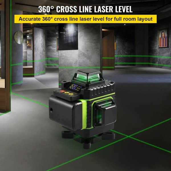 Trade Shop - Livella Laser A Verde 16 Linee Autolivellante 4x360° con Base di Treppiede