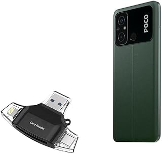 BoxWave Smart Gadget Compatible with Xiaomi Poco C55 - AllReader SD Card Reader, microSD Card Reader SD Compact USB - Jet Black