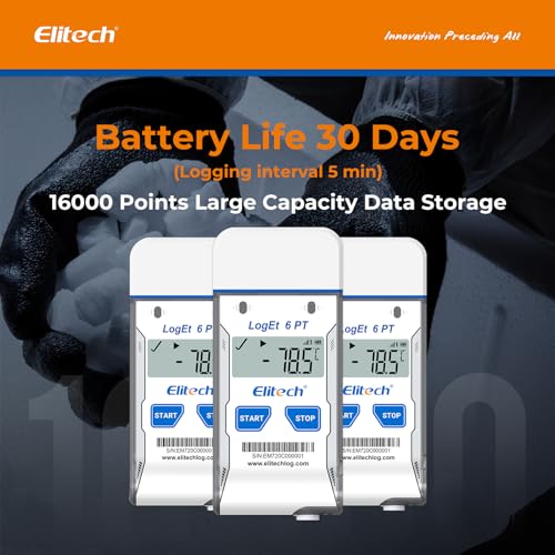 Image of Elitech Dry Ice Temperature Data Logger, USB PDF Single-Use Cold Chain Monitor -121～122℉, 16000 Points 30 Days Shadow Data No Software Needed for Medical Lab Vaccine Cold Storage Transport LogEt6PT