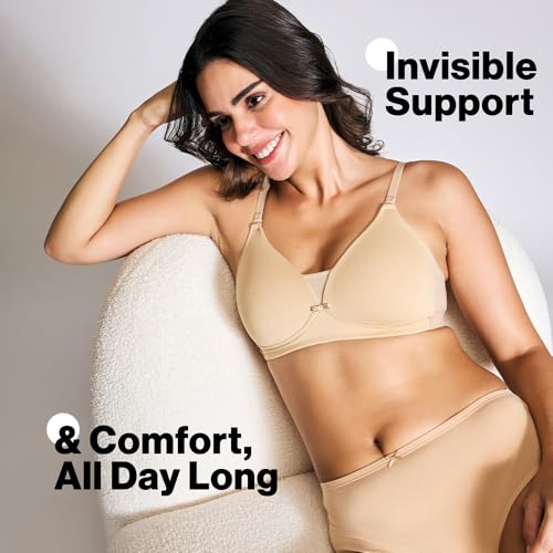 Image of NYKD NYB003 Wirefree Cotton All Day Comfort Triangle Padded with Breathable Cup & Detachbale Straps T-Shirt Bra for Women