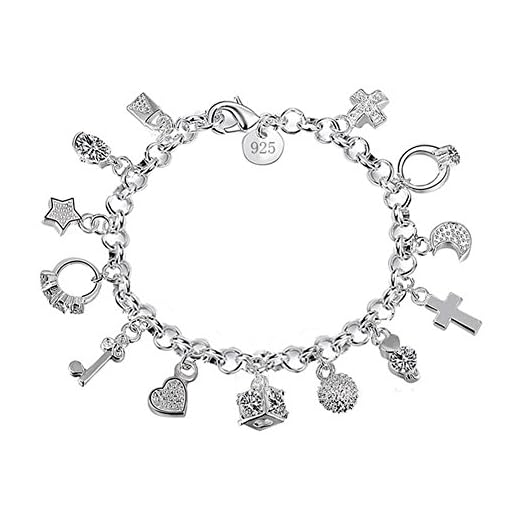 Demarkt armband armband armband armband med olika berlocker dam armband silver