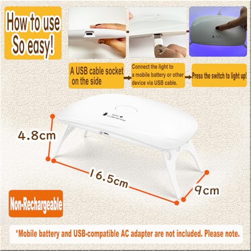 Lotifie UV Light for Gel Nails, Middle Size Nail Cure Light, LED Nail Lamp, USB Nail Dryer for Fast Curing Gel Nail Polish Epoxy Resin Polygel - Image 4