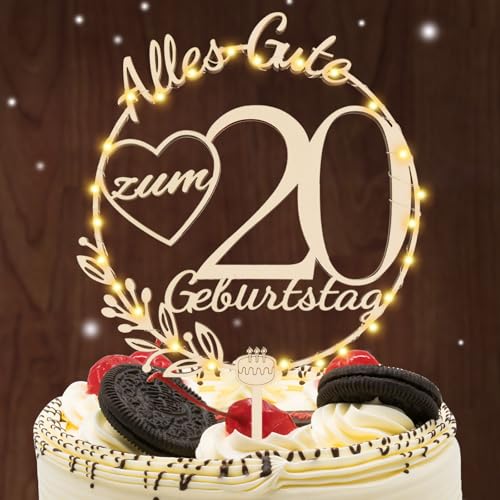 I LOVE MOM Cake Topper 20 Geburtstag Holz,20 Tortendeko Geburtstag Kuchen Deko für Mädchen Junge Frauen Mann