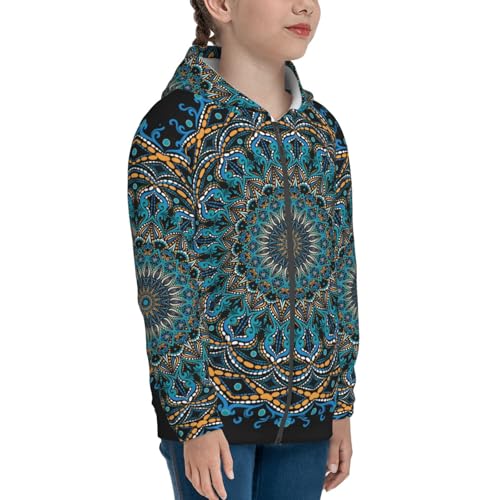 Mandala Kids Pullover Hoodies Boys Zip Up Sweatshirts Girls Athletic Clothes with Pocket4