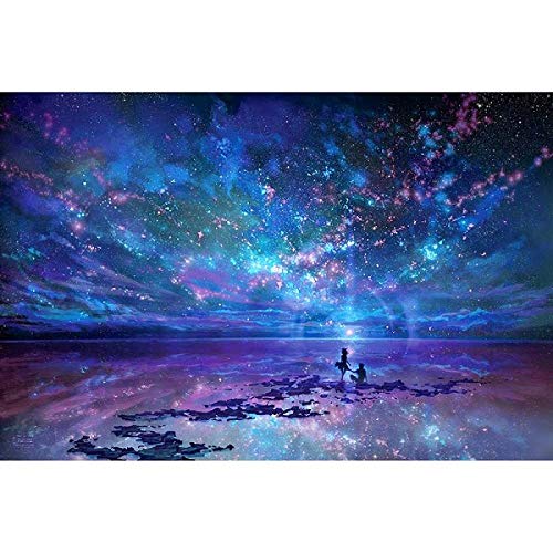 YLWMBB Malen Nach Zahlen Blaue Galaxie DIY Ölgemälde Leinwand Erwachsene Kinder und Anfänger Geschenk Hauptdekoration Wandkunst 40x50 cm(Rahmenlos) Cover