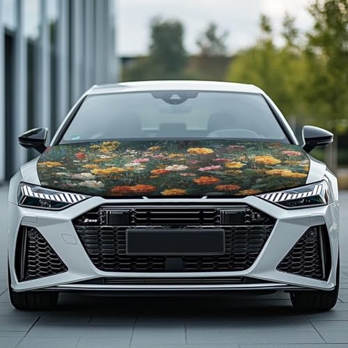 Image of Garden Car Hood Cover Elastic Polyester Cover for Car Hood Removable Automotive Accessories for Most Automotive Sedans Trucks Pickup Sports Cars