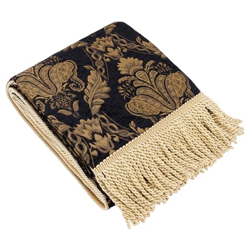 Paoletti Shiraz jeté de canapé jacquard noir anti-poussière fauteuil