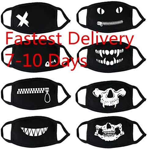 KangCat 8PC Unisex Print Lovely Reusable Cotton Face Mouth Shields Covering, Unisex Washable and Reusable Mouth Shield with Elastic Ear Loop Covering Full Face