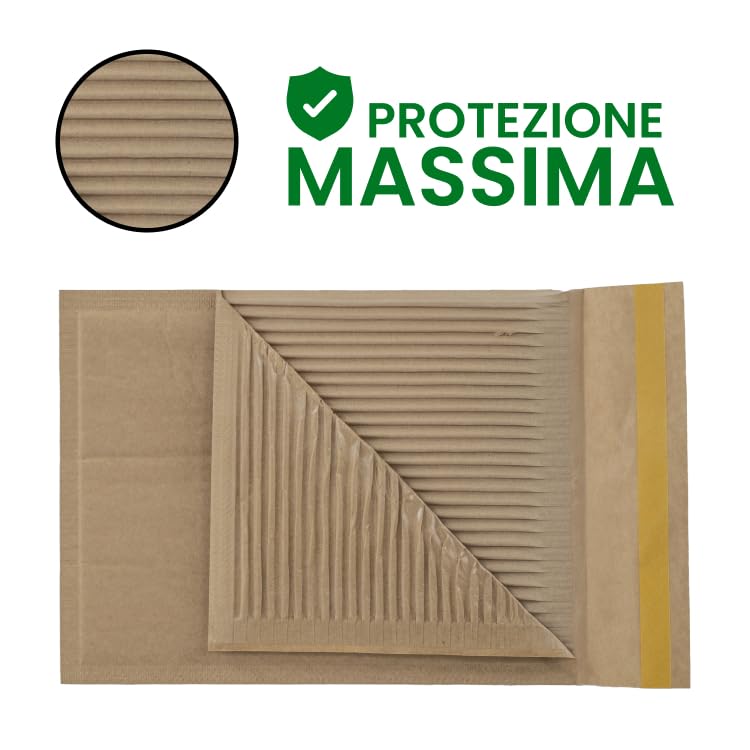 IMBALLAGGI 2000 - Buste Imbottite in Carta Certificata FSC con Cartone Ondulato - Confezione da 5 Pezzi, Dimensioni 180x260mm - Marrone - Ecologiche & Ideali per Spedizioni Sicure