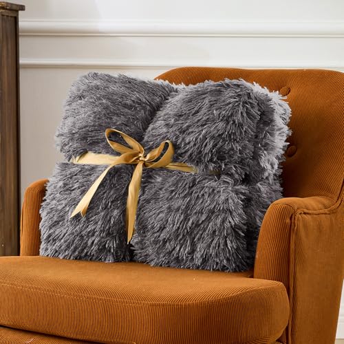 Image of yescool Weighted Blanket for Adults (20 lbs, 60 inch x 80 inch, Smoke Gray) Heavy Blanket for Sleeping Perfect for 190-210 lbs, Queen Size Faux Fur Blanket with Premium Glass Bead, Machine Washable