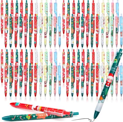 72 Pcs Christmas Gel Ink Pens Retractable Ballpoint 12 Styles with Christmas Designs Xmas Stationary Sets for Students Adults Ideal for Stocking Fillers Party Favors School Rewards & Gift Bags