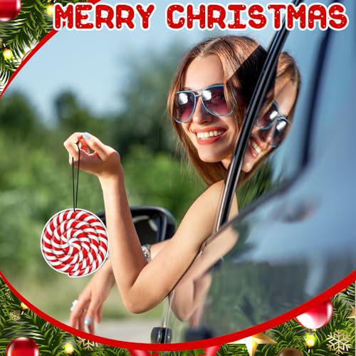 Image of Demissle 24 Pcs Car Air Fresheners Bulk Cute Hanging Air Freshener Groovy Scented Fresheners Rearview Mirror Decor for Women Car Accessories(Vivid Candy)