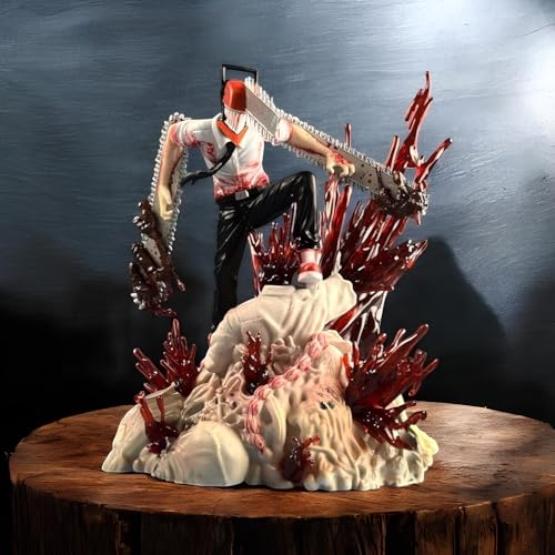 Image of Chainsaw Man Denji Action Figure, 18cm Collectible Statue with Chainsaw and Blood Effects