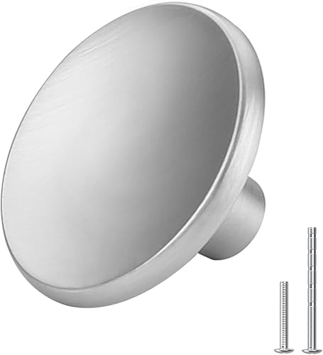 goldenwarm Paquete de 10 pomos de níquel cepillado para gabinetes, accesorios de cocina, pomos redondos de cajón para gabinetes plateados, tiradores