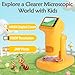 LENGTOUQ 1600X Microscope for Kids, Detachable Handheld Mini Digital Microscope with Photo Video Function, Rechargeable Educational Toys with 64GB, 6 Slides and Valentines Day Gift for Kids
