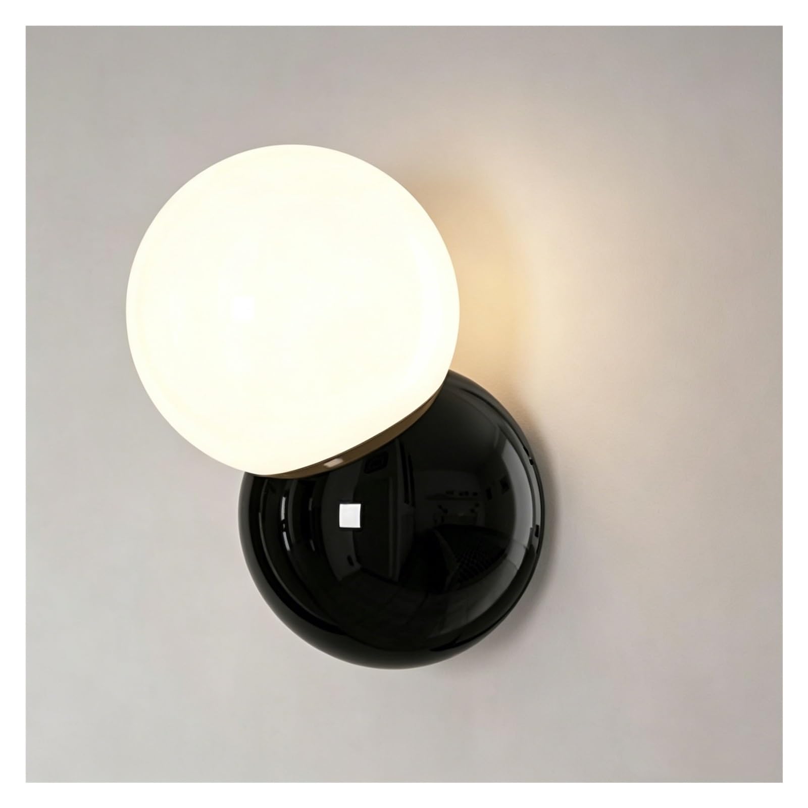 LUOYAOB Modern Minimalist Wall Sconce Cream Yellow Glass Globe Wall Lamp Opaque Sphere Wall Light Hardwired Wall Fixture for Bedroom Bedside Living Room TV Wall Hallway Entryway(Black)