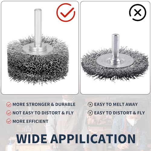 Image of SI FANG 1 Pack Wire Wheel 2 Inch Steel Wire Brush 0.012 inch Wire 1 /4 inch Shank 20000RPM for Die Grinder Rotary Tool Drill Brush Attachment