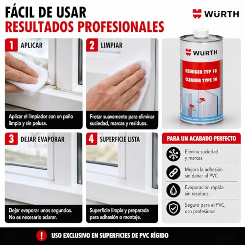 Wurth Limpiador PVC Tipo 10 para mantenimiento de ventanas 6