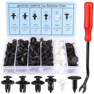 QIIYCCE 120PCS Car Clips & Plastic Rivets – 6 Popular Sizes, Fits Bumpers, Fenders & Most Car Models, Ideal for Body Fixing & Replacement