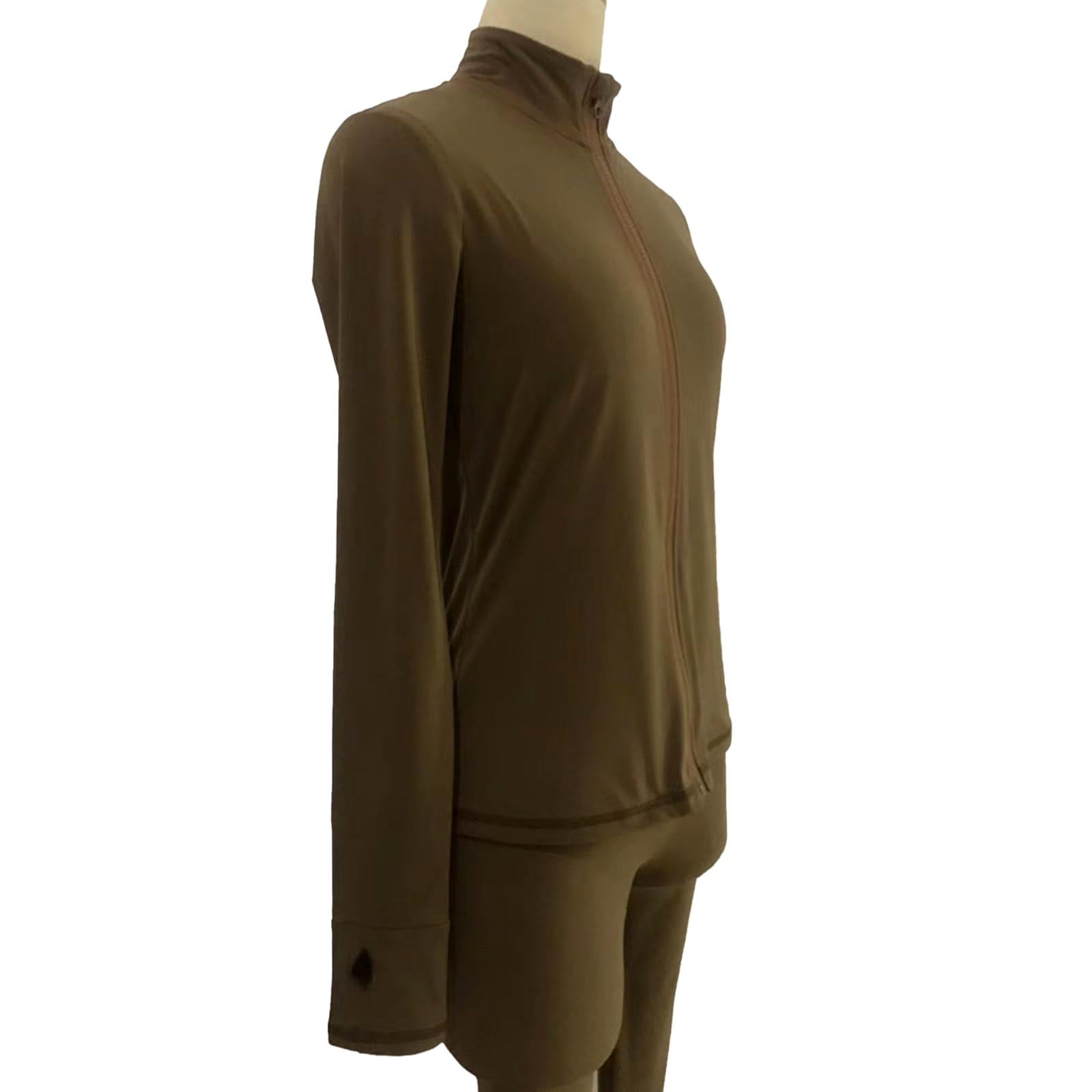 Pattinaggio Artistico Pantaloni e Giacca Set Donna Pantaloni da Pattinaggio sul Ghiaccio Abbigliamento da Allenamento Caldo per Pattinaggio(Size:3XS,Color:caffè)