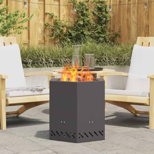 sephironlbb Brasero de acero negro sin humo, 48 x 48 x 51 cm, para exteriores, hoguera moderna con flujo de aire, ideal para jardín y terraza, calor eficiente y llama elegante