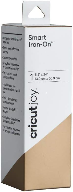 Cricut Smart Iron On Vinyl- Gold, 2ft Roll (5.5in x 24') for Joy Machine - matless Cutting for Shapes up to 4ft, & Repeated cuts up to 20ft