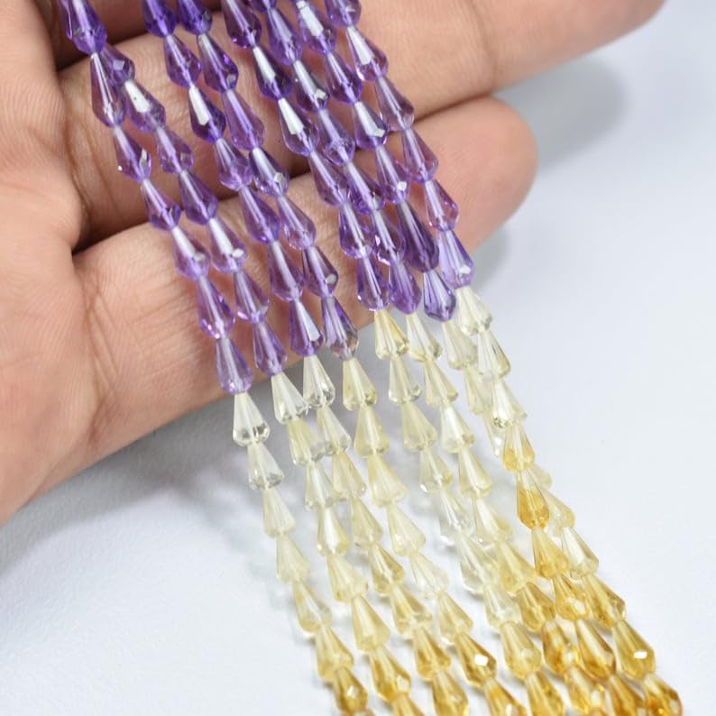 Perles améthyste naturelle et citrine facettées pour création de collier DIY