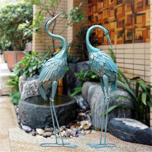 Estatua de Grulla Azul de Metal para Jardín 38.39 in miniatura 5