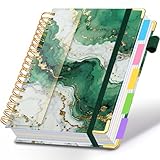 Spiral Journal Notebooks for Work, 300 Pages 5 Subject Notebook College Ruled with Dividers & Tabs, 8''x 10'' Large Notebook Journal for Women Students Note-Taking and Organizer (Teal Luxe Marble)