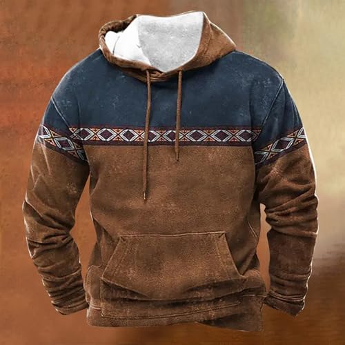 Mens Casual Aztec Hoodies Vintage Patchwork Western Pullover Sweatshirts Distressed Ethnic Print Country Jackets2