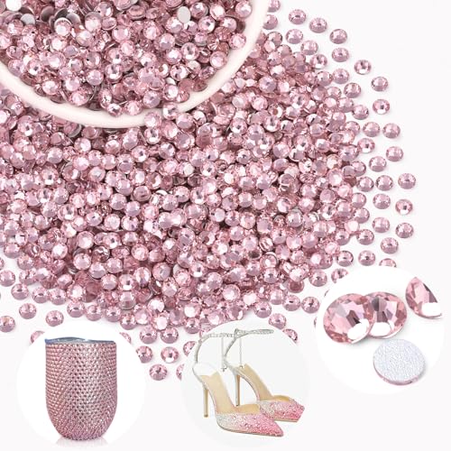 Image of 2000PCS SS16 /4mm Crystal Glass Rhinestones for Bedazzling (Light Pink) | Flatback Rhinestones for Crafting DIY Nail Art Makeup Decoration, Gems Diomand Charms for Tumbler Shoes Clothing Mug