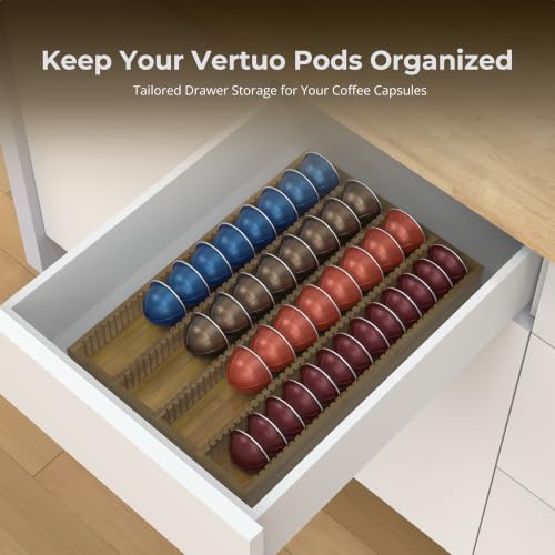 Image of for Nespresso Vertuo Capsules Bamboo Coffee Pod Drawer Organizer