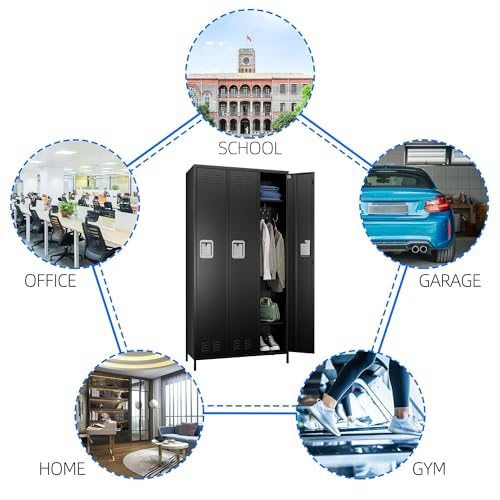 Image of SUXXAN 3 Doors Metal Lockers for Employees for Offices School Gyms Home,Assembly Required(Black)