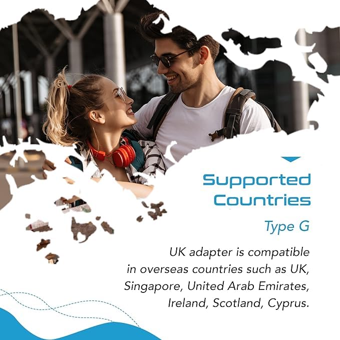 Image of MX UK Adapter for Indian Pins Type G Plug Adapter India to UAE Hong Kong Dubai Singapore Universal Travel Adapter Ireland Plug Travel Adapter 3-Prong Flat Pin Converter Socket Pack of 3