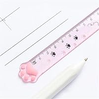 Vista 4 de 2 reglas rectas de garra de gatos rosados de 5.9 in, reglas de medición de escala de plástico, linda herramienta de medición kawaii papelería