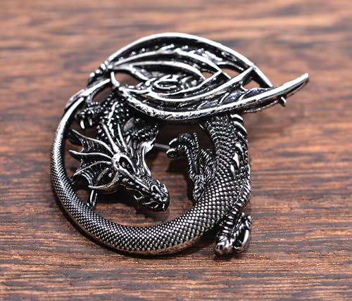 Image of 2PCS Retro Viking Brooch For Women Dragon Brooch Talisman Jewelry, Gift For Men